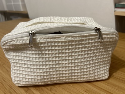 trousse de toilette carrée en tissu nid d'abeille